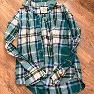 Green Plaid Flannel Button Down